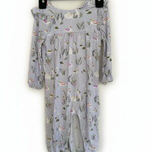 Angel Dear Bamboo Ruffle Romper – Swan Lake Print